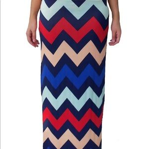 Multicolored Chevron Maxi Skirt